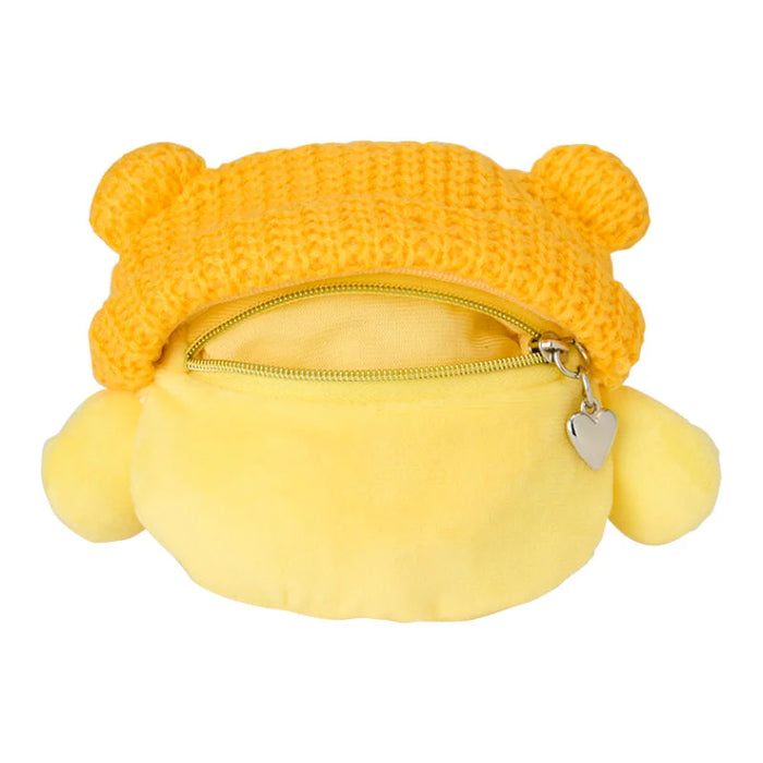 Japan Sanrio - Pompompurin Face-Shaped "Knitted Hat with Ears" Mini Pouch
