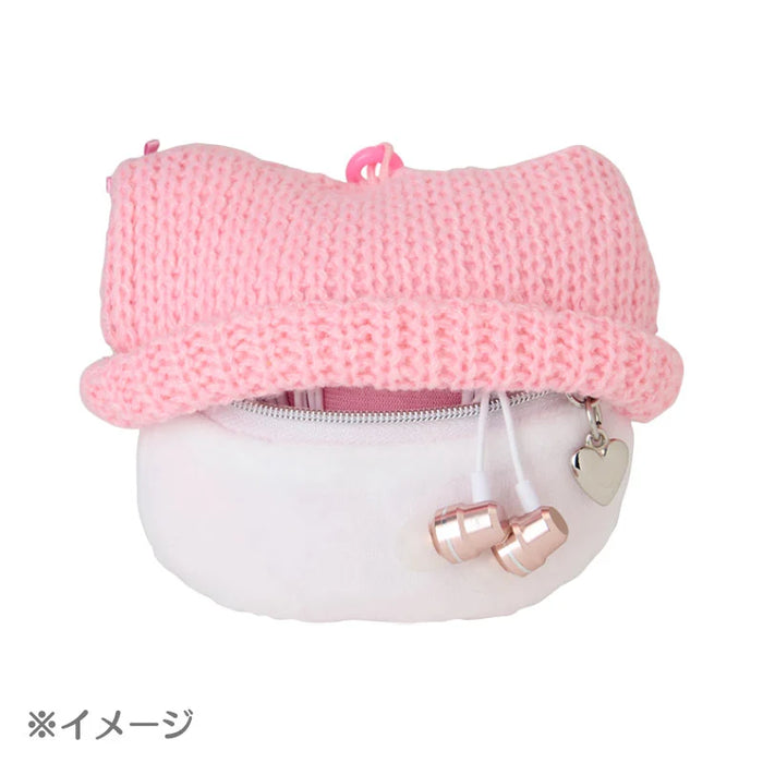 Japan Sanrio - Pompompurin Face-Shaped "Knitted Hat with Ears" Mini Pouch