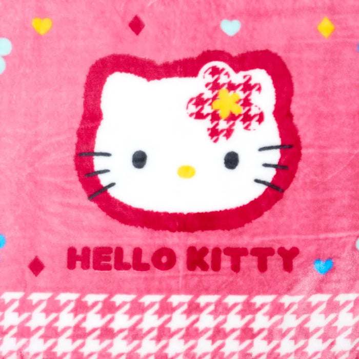 Japan Sanrio - Hello Kitty "Classical Houndstooth and Flowers" Blanket
