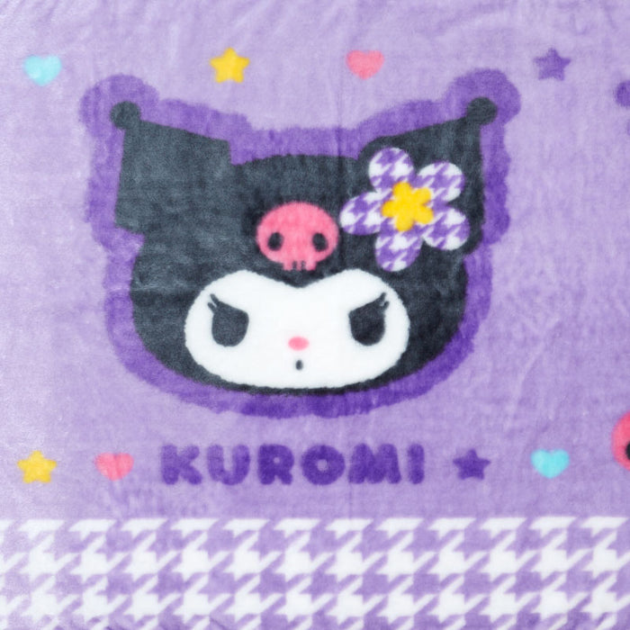 Japan Sanrio - Kuromi "Classical Houndstooth and Flowers" Blanket