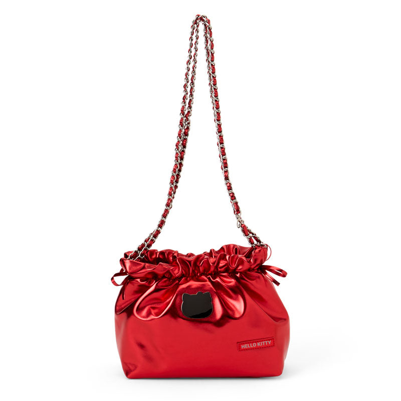 Japan Sanrio - Hello Kitty Metallic Drawstring Shoulder Bag (Color: Red)