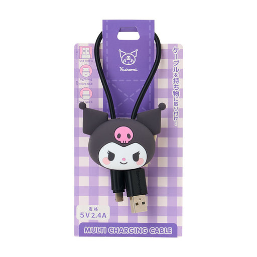 Japan Sanrio - Kuromi Multi-Charging Cable with Mascot Cover