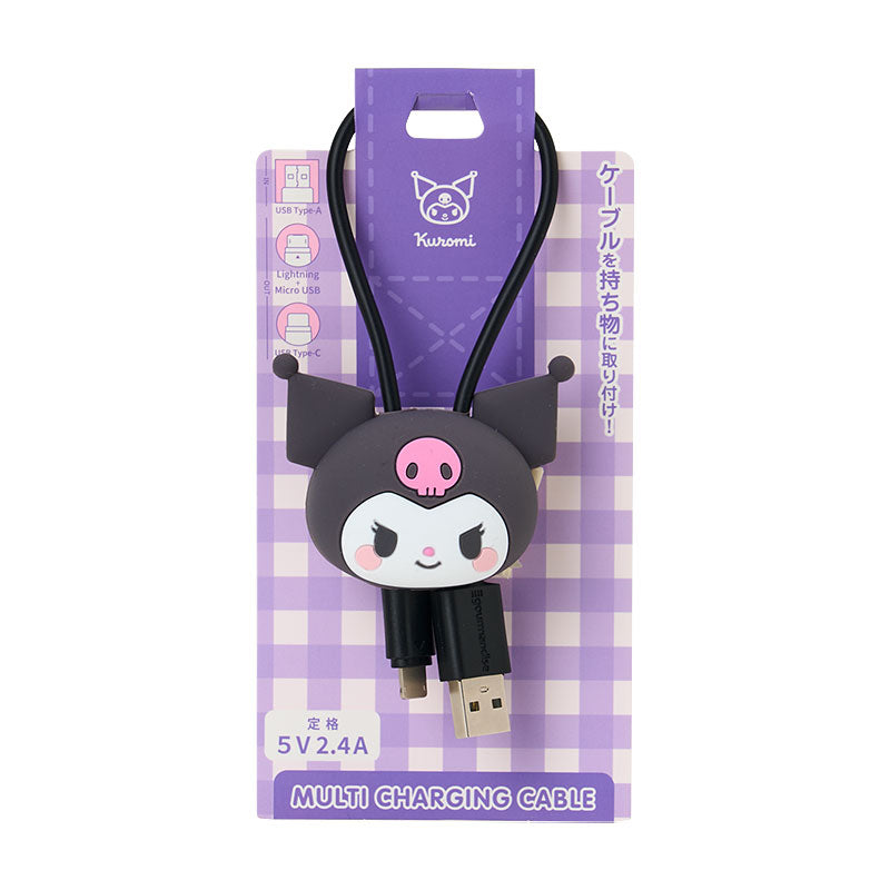 Japan Sanrio - Kuromi Multi-Charging Cable with Mascot Cover