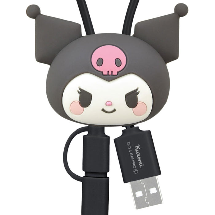 Japan Sanrio - Kuromi Multi-Charging Cable with Mascot Cover