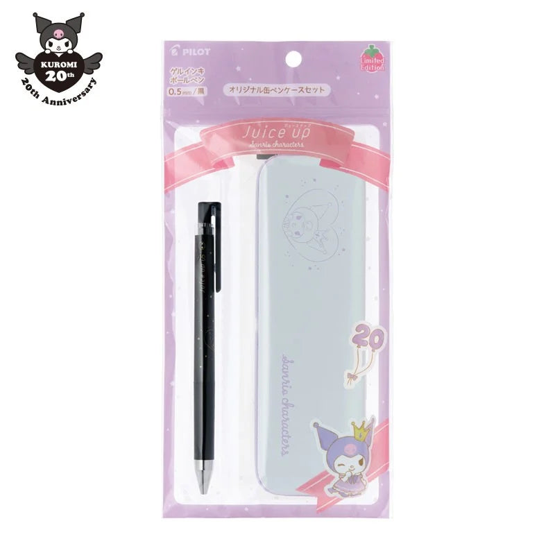 Japan Sanrio - Kuromi Gel ink Ballpoint Pen and Original Tin Pen Case Set (Juice Up)