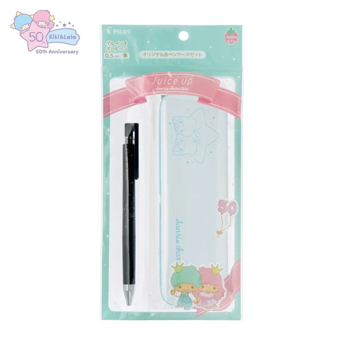 Japan Sanrio - Little Twin Stars Gel ink Ballpoint Pen and Original Tin Pen Case Set (Juice Up)