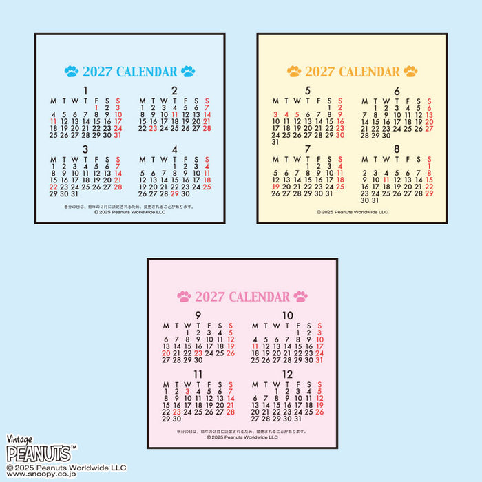 Japan Sanrio - Calendar & Planner 2026 x Snoopy Ring Mini Calendar 2026
