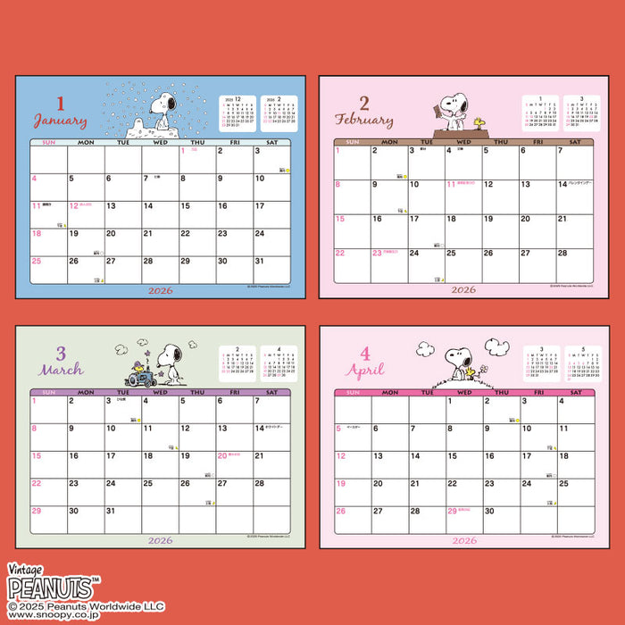 Japan Sanrio - Calendar & Planner 2026 x Snoopy Ring Calendar 2026