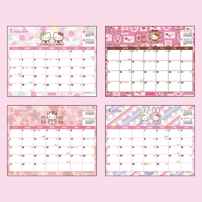 Japan Sanrio - Calendar & Planner 2026 x Hello Kitty Sheet Calendar 2026