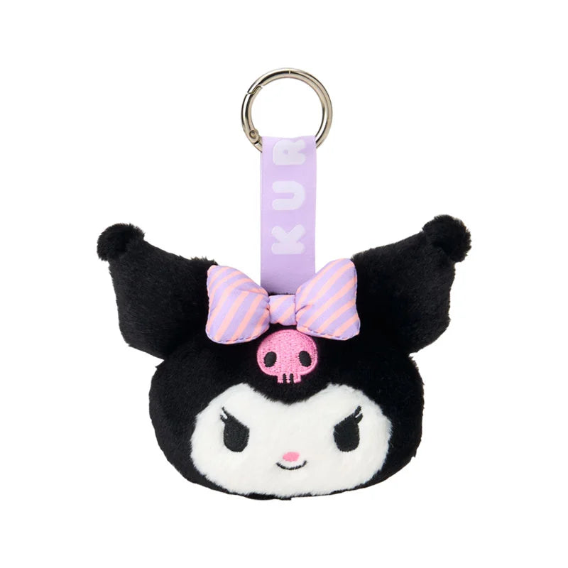 Japan Sanrio - Kuromi Face Tag  Plush Keychain