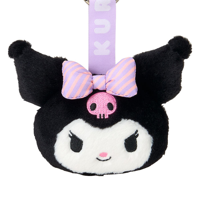 Japan Sanrio - Kuromi Face Tag  Plush Keychain