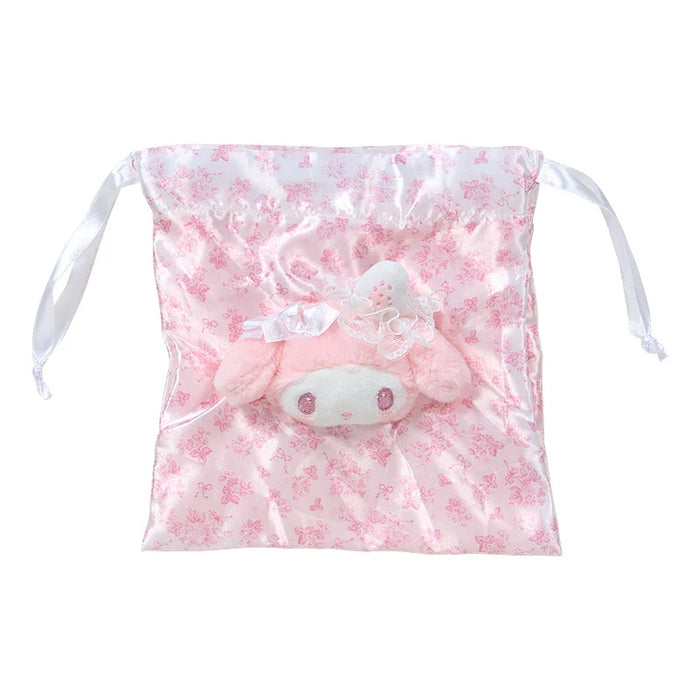 Japan Sanrio - My Melody Boa Face Drawstring Bag (White Strawberry Tea Time)