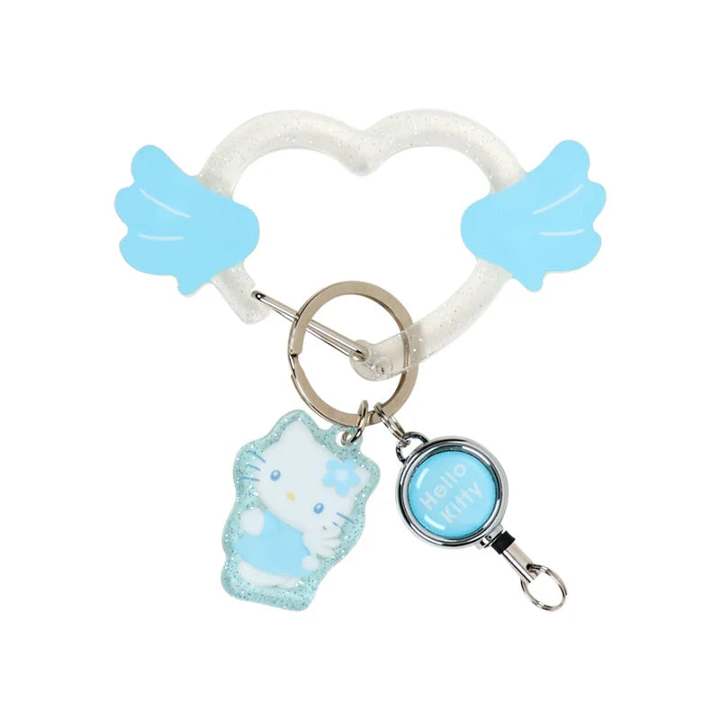 Japan Sanrio - Hello Kitty Acrylic Carabiner with Reel (Sparkling Angel) Color: Silver