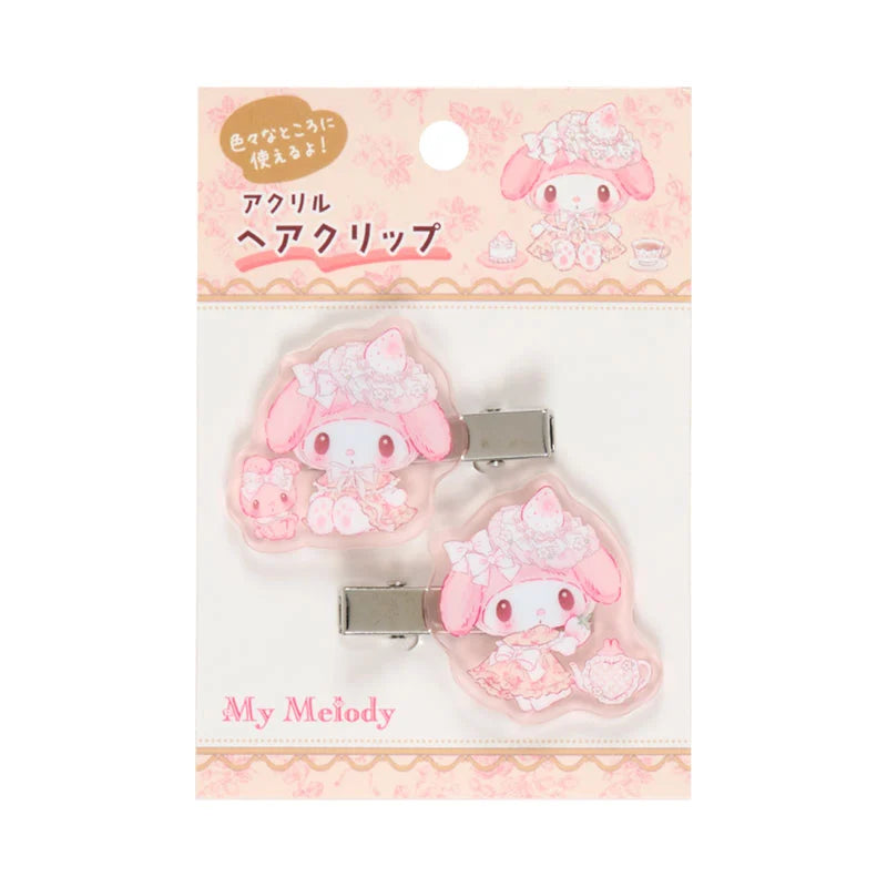 Japan Sanrio - My Melody Acrylic Hair Clip (White Strawberry Tea Time)