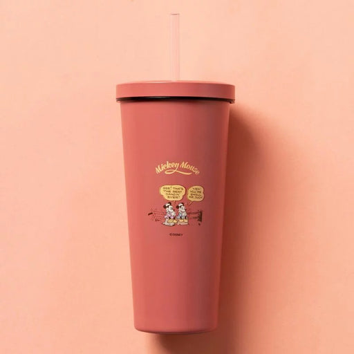 Taiwan Disney Collaboration - Oolab Disney Retro Series - Mickey & Minnie 710 ML Ceramic Easy Clean Straw Cup - Pink