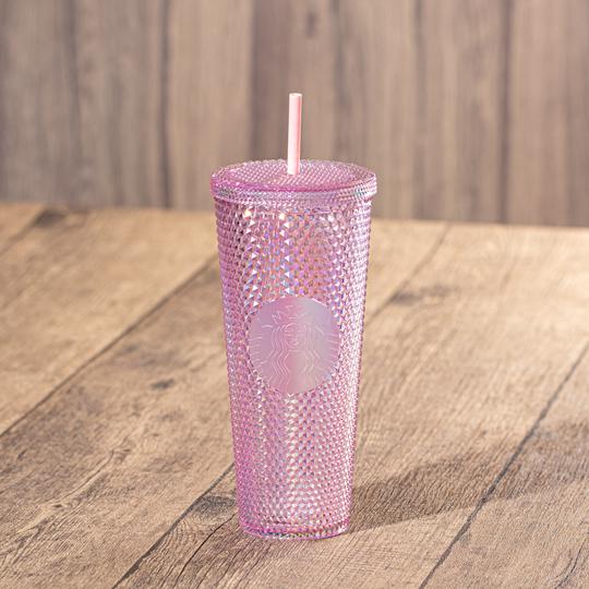 Sale Starbucks 2021 China Pink Gradient Glitter Bling 24oz Plastic Stu