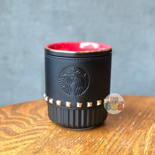 Starbucks China - Christmas Time 2020 Dark Bling Series - Stripe Embossed Cup 296ml with Leather Cup Sleeve