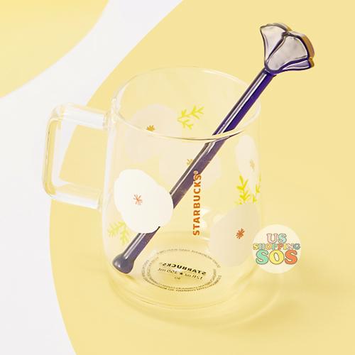 Starbucks China - Summer Blossom 2020 - Gorgeous Summer Flower Glass with Stir 355ml