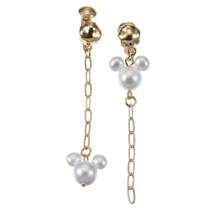 JDS - Mickey Mouse Asymmetric Pearl Icon & Chain Earrings Set