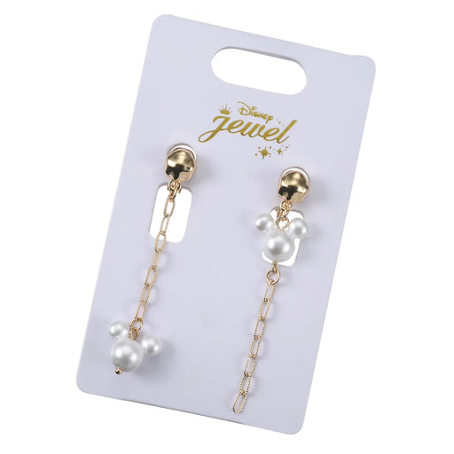 JDS - Mickey Mouse Asymmetric Pearl Icon & Chain Earrings Set