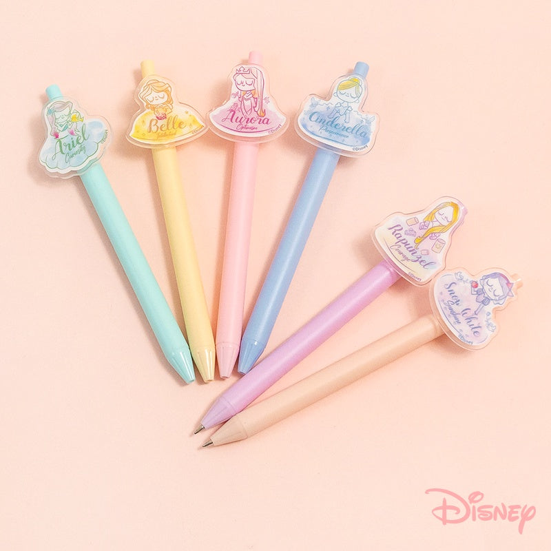 Disney Princess 6 Pen Set, Snow White, Cinderella, Belle, Ariel, Rapunzel, Aurora