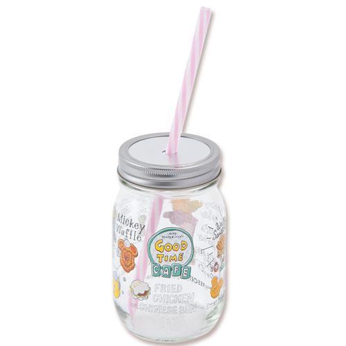 TDR - Food Theme - Glass Mug with Straw