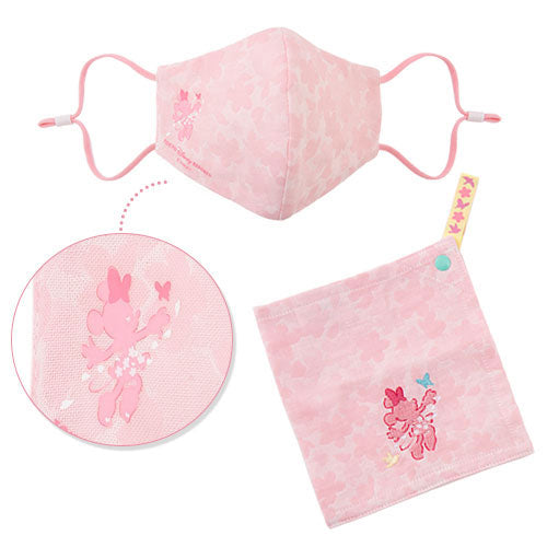 TDR - Cherry Blossom Sakura Swirl x Minnie Mouse Cloth Face Mask & Mask Case Set