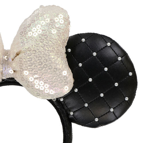 TDR - Minnie Mouse Sequin Bow Synthetic Leather Pearl Ear Headband