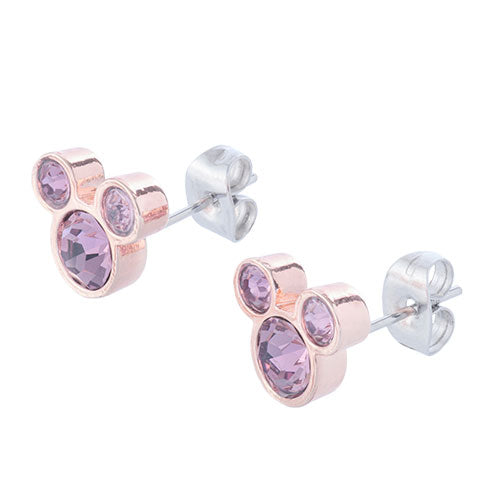 TDR - Mickey Mouse Shaped Pink Gold Pierced Earrings