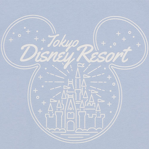 TDR - Tokyo Disney Resort x Cinderella Castle & Mickey Mouse Head T Shirt for Adults (Color: Baby Blue) (Release Date: Apr 27)