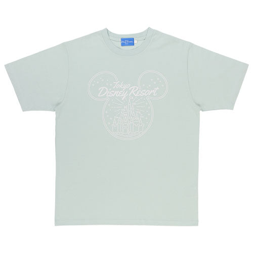 TDR - Tokyo Disney Resort x Cinderella Castle & Mickey Mouse Head T Shirt for Adults (Color: Light Green) (Release Date: Apr 27)