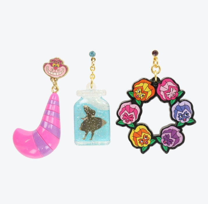 TDR - Alice in the Wonderland Collection - Cheshire Cat, Alice & Flowers Earrings