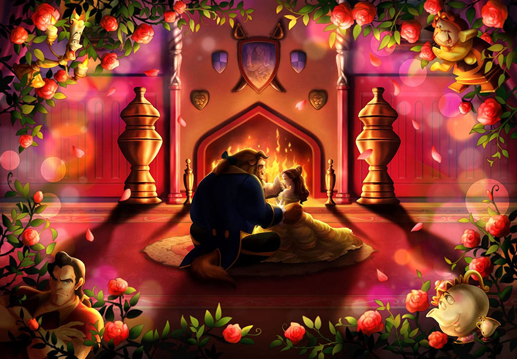 Japan Tenyo - Disney Puzzle - 500 Pieces Tight Series Pure White - Silhouette Romance x Beginning of Love (Beauty and the Beast)