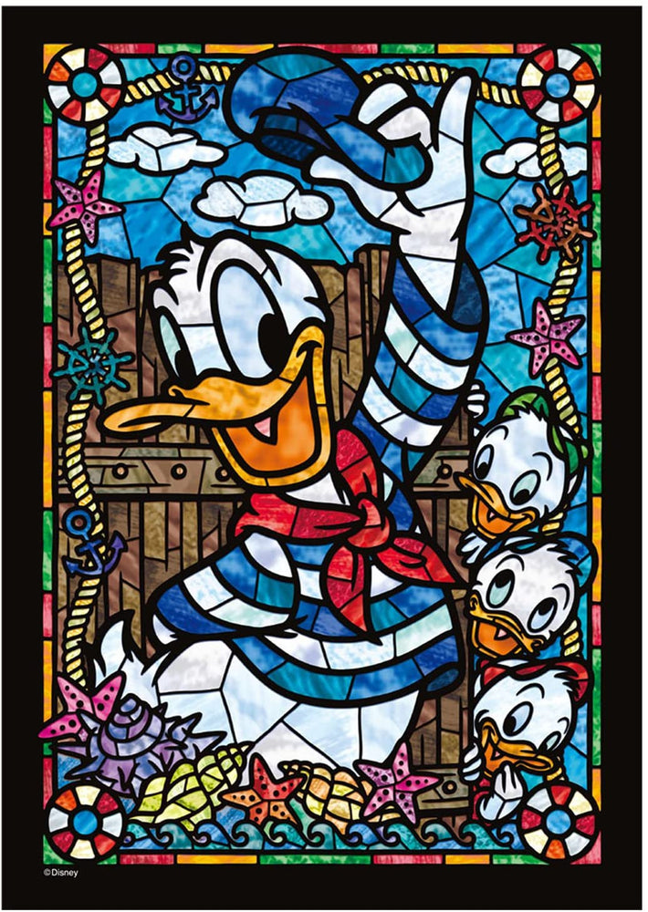 Japan Tenyo - Disney Puzzle - 266 Pieces Tight Series Stained Art - Stained Glass x Donald & Nephews