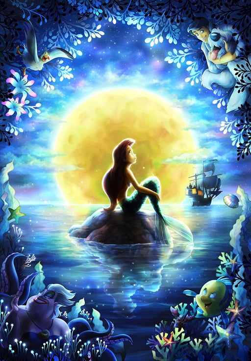 Japan Tenyo - Disney Puzzle - 500 Pieces Tight Series Pure White - Silhouette Romance x Moonlit Wishes (The Little Mermaid)