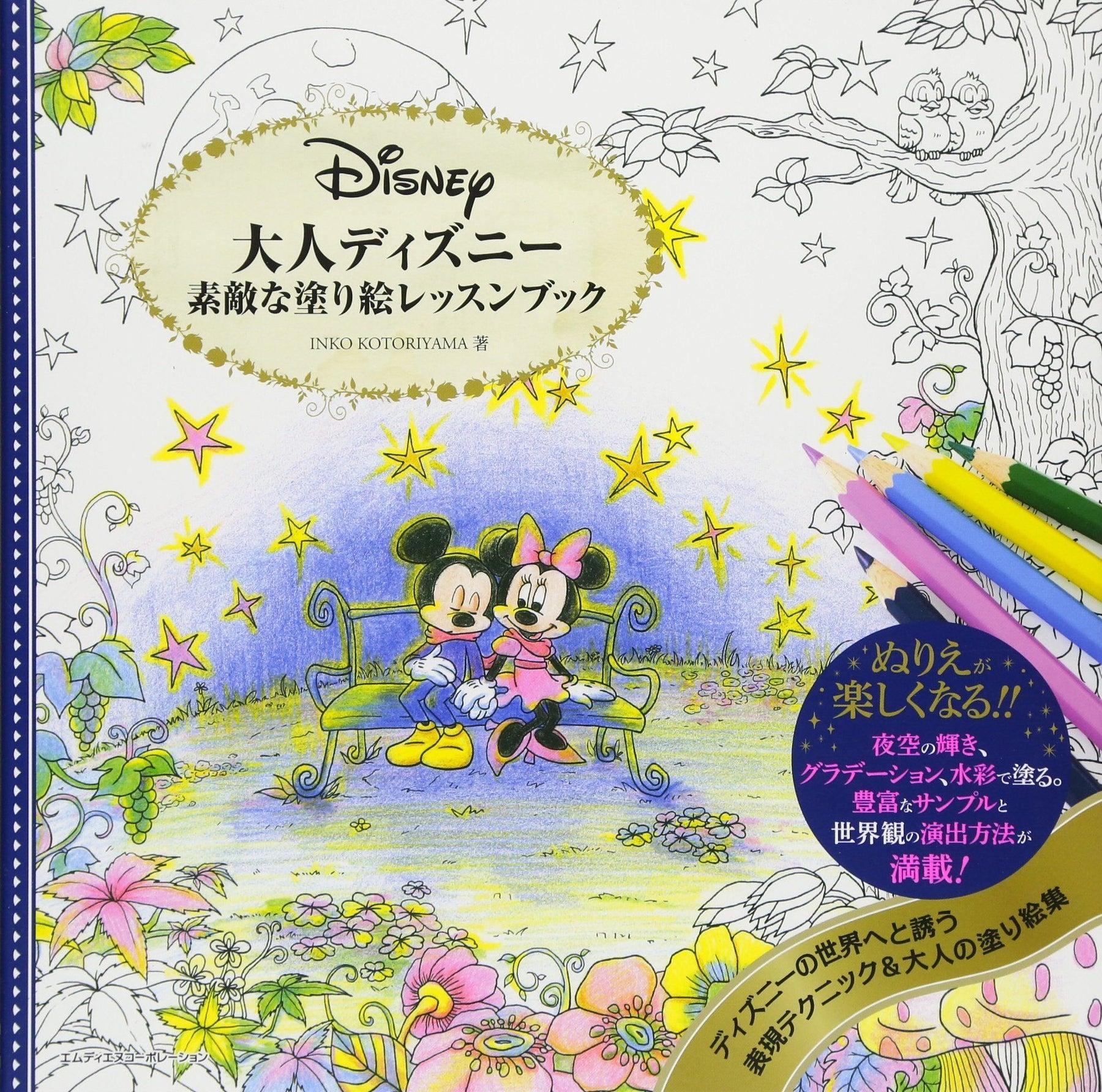 Adult Disney Wonderful Postcards Japanese Coloring Book Illustration 