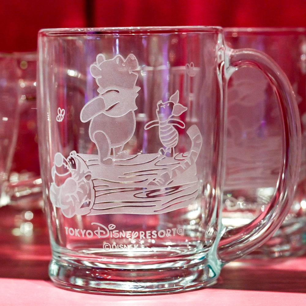 TDR - Winnie the Pooh, Piglet & Tigger "Tokyo Disney Resort" Wordings Glass Mug