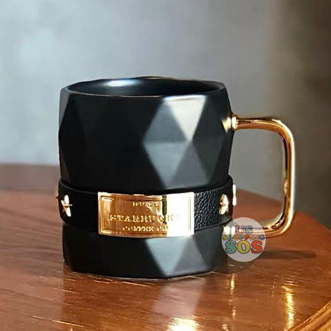 Starbucks China - Christmas Time 2020 Dark Bling Series - Diamond Embossed Mug Gold Handle 285ml