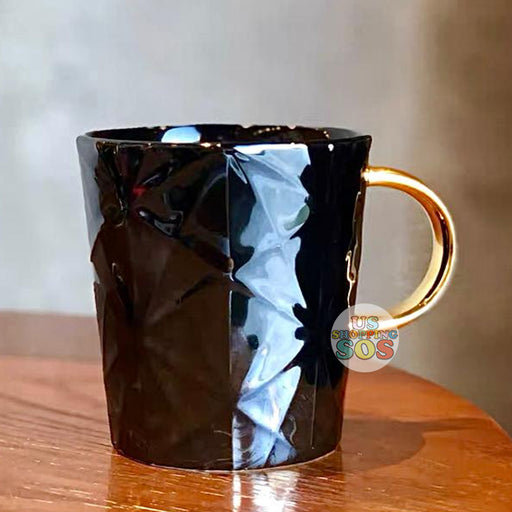 Starbucks China - Christmas Time 2020 Dark Bling Series - Embossed Black Mug Gold Handle 296ml