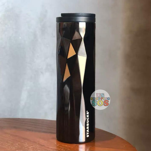 Starbucks China - Christmas Time 2020 Dark Bling Series - Irregular Angle Black Gold Stainless Steel Tumbler 473ml