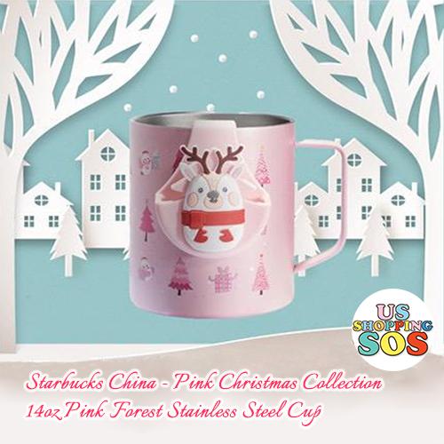Starbucks China - Pink Christmas - 14oz Pink Forest Stainless Steel Cup
