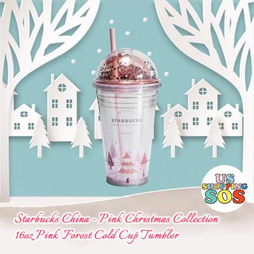 Starbucks China - Pink Christmas - 16oz Pink Forest Cold Cup Tumbler