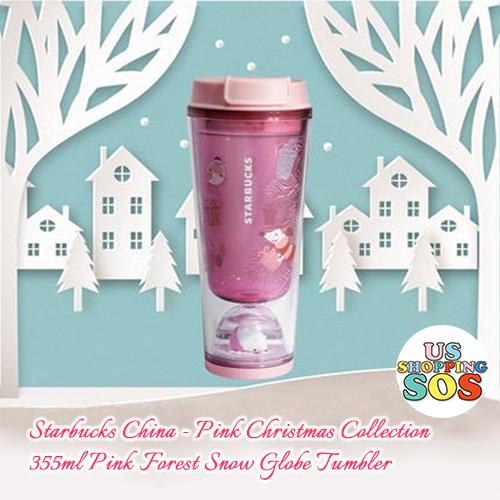 Starbucks China - Pink Christmas - 355ml Pink Forest Snow Globe Tumbler
