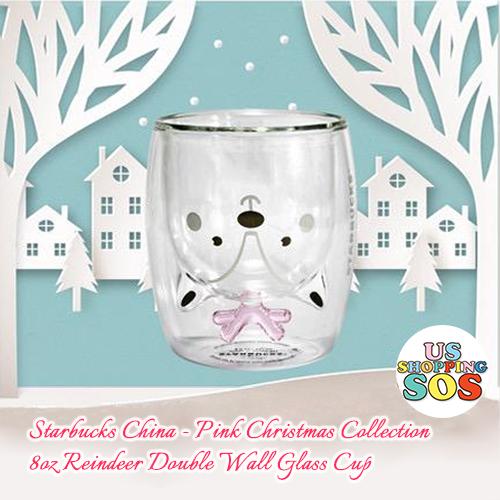 16 oz Pink Reindeer Iced Coffee Glass Cup | Christmas Beer Can Glass With  Bamboo Lid and Straw | Winter Iced Coffee Cup