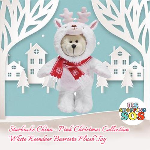 Starbucks China - Pink Christmas - White Reindeer Bearista Plush Toy