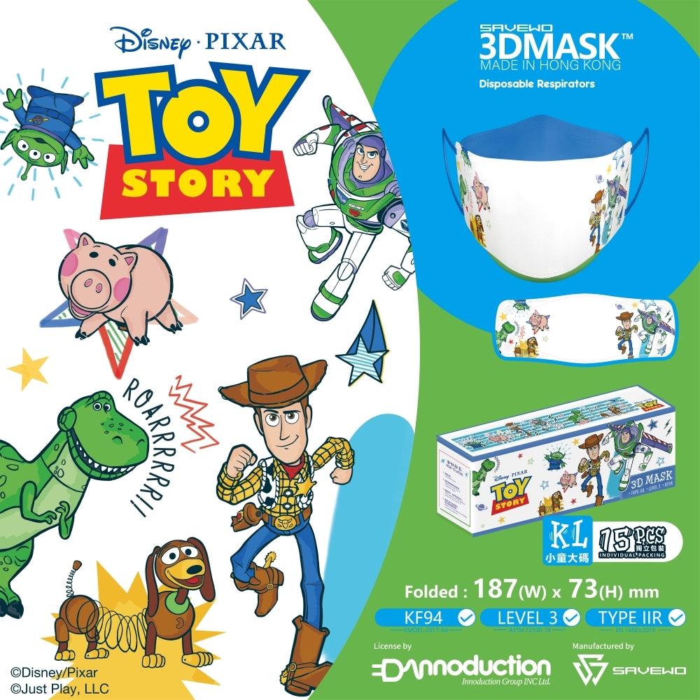 SAVEWO x Toy Story 3DMASK - Toy Story (Size Kids L) (15-Pc Individually Packed/Box)