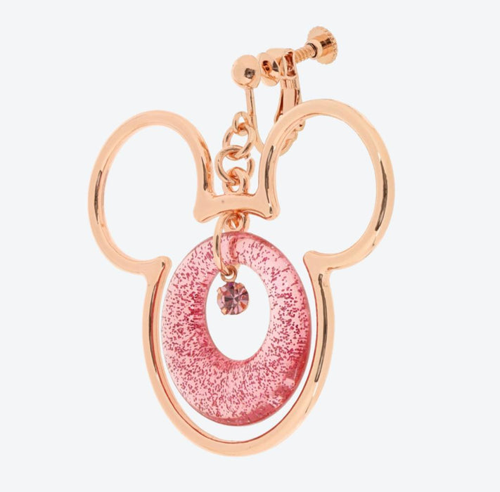 TDR - Pink Gold Mickey Mouse Earrings Set (Circle & Stone) - Color: Pink