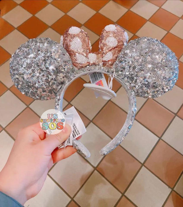 Disneyparks Exclusive - Minnie Mickey Ears Headband - Silver with Gold Bow