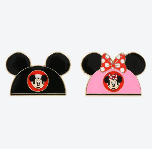 TDR - Mickey & Minnie Mouse Ear Hats Pin Badge Set