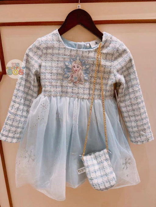 SHDL - Frozen Elsa Trendy Tweed Fashion Dress with Bag For Girls